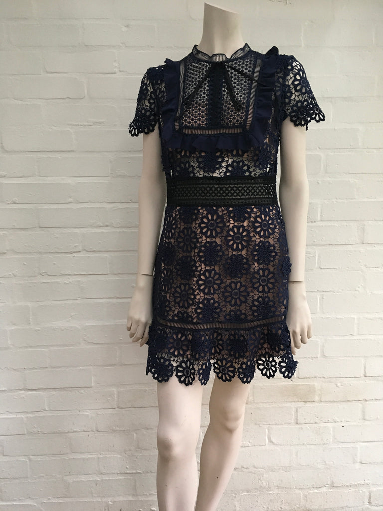 Self Portrait Louisa Guipure Lace Mini Dress in Navy/Nude/Black Ladies Afashionistastore Self Portrait Louisa Guipure Lace Mini Dress in Navy/Nude/Black Ladies Afashionistastore
