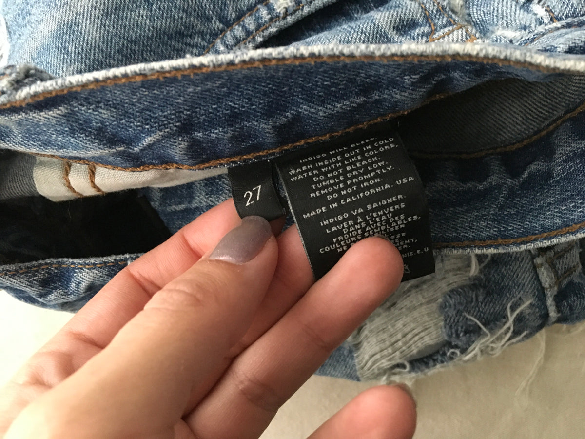 J BRAND Shredded Distressed Ripped Shorts Denim Jeans Size 27 ladies