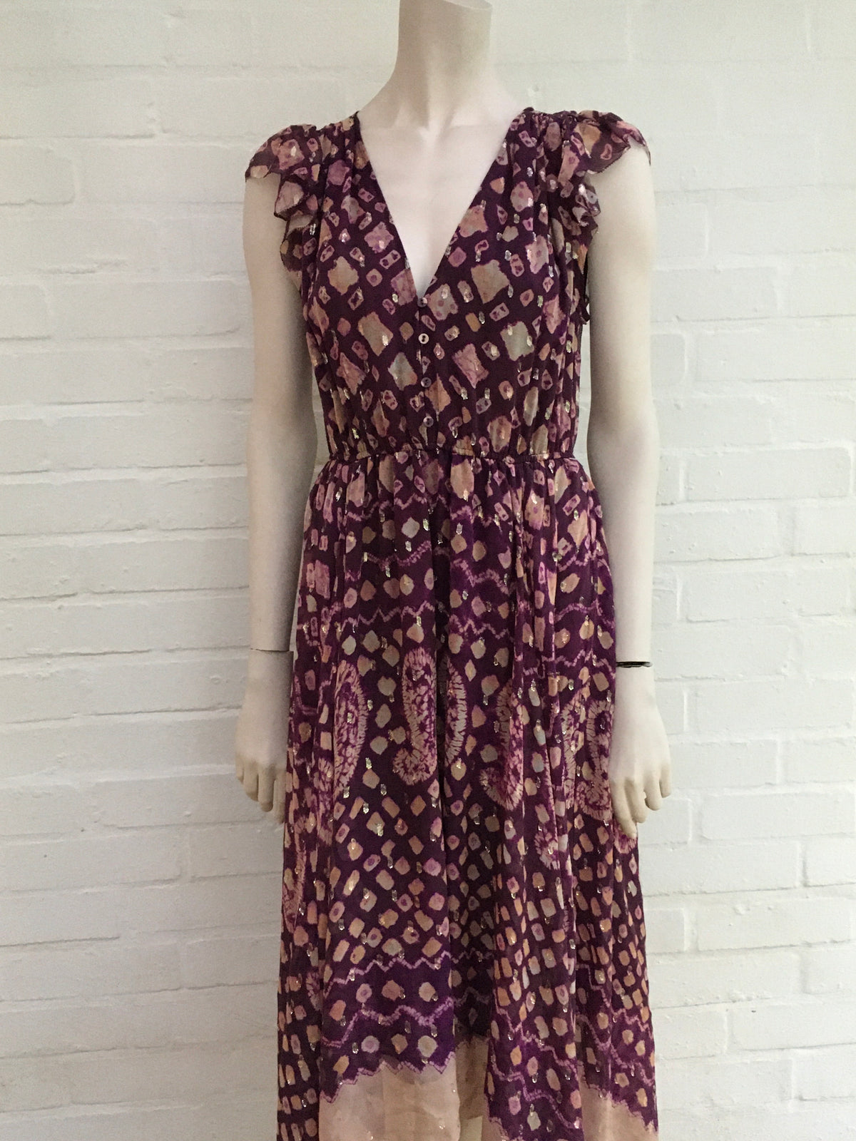 Ulla Johnson Aurelie Fil CoupÉ Midi Dress In Purple Size UK 8 US 4 ladies
