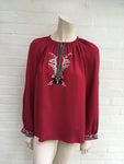 VILSHENKO Embroidered Floral Details Blouse Red Woman  Ladies