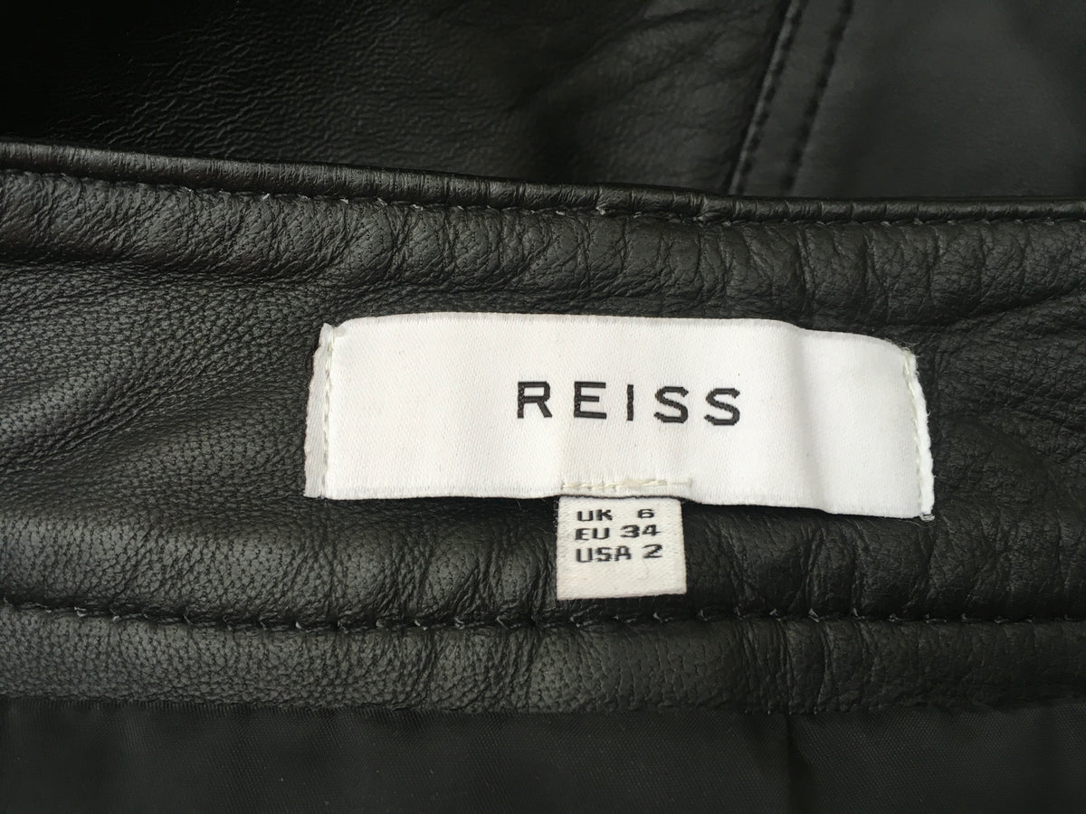 Reiss Womens Mimi Leather Mini Skirt Black Size UK 6 US 2 EU 34 XS LADIES