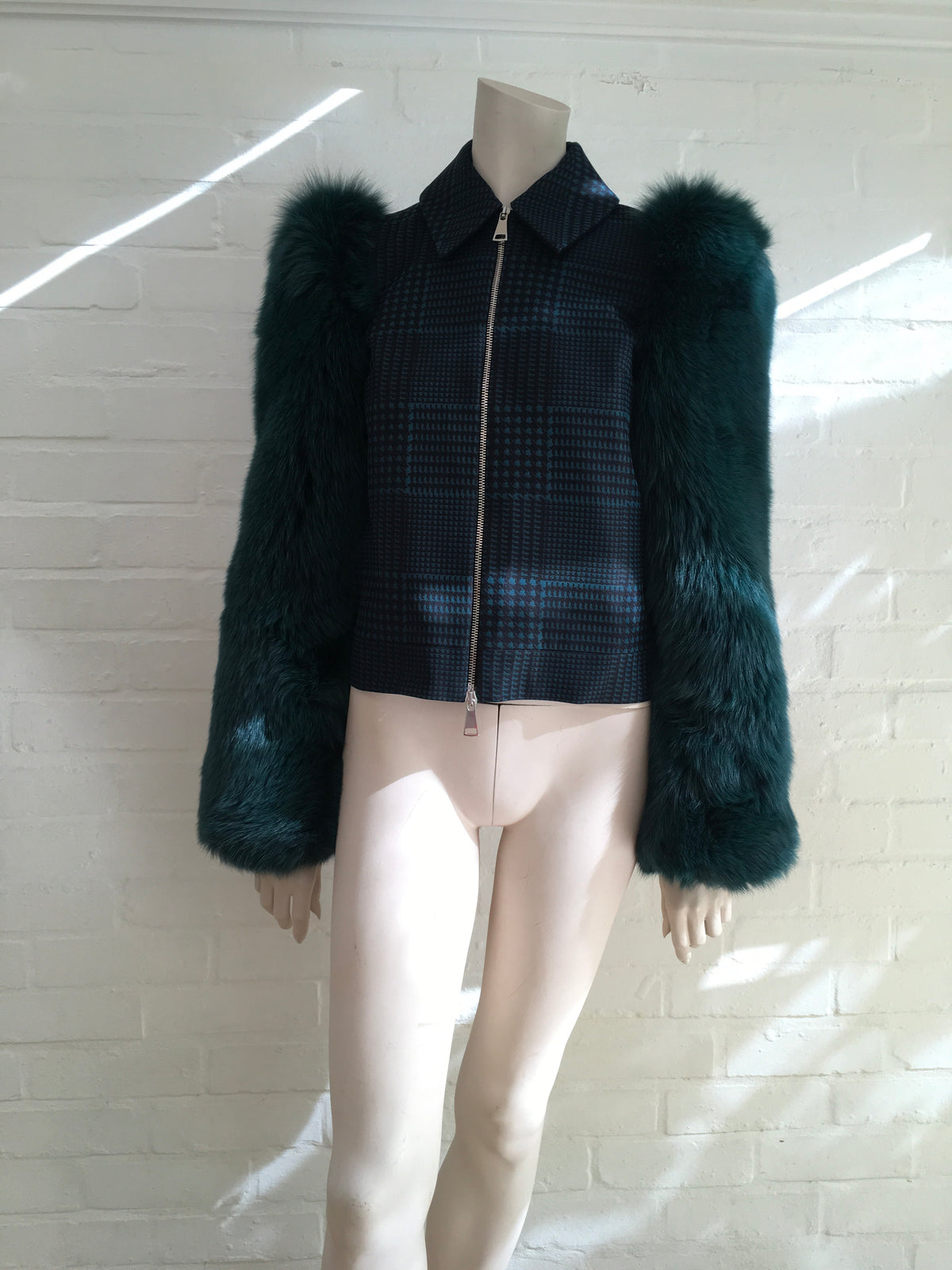 MARY KATRANTZOU Lodger saga fox fur sleeve tulle and wool jacket  Ladies