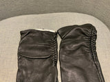 L.K. Bennett London Black leather short gloves silk lined Size M medium ladies
