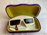 GUCCI Acetate Crystal Hollywood Forever Tear Drop Sunglasses GG0359S Ivory ladies