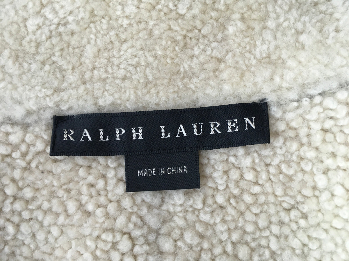 Ralph Lauren Black Label Lamb Shearling Leather Vest Gilet Ladies