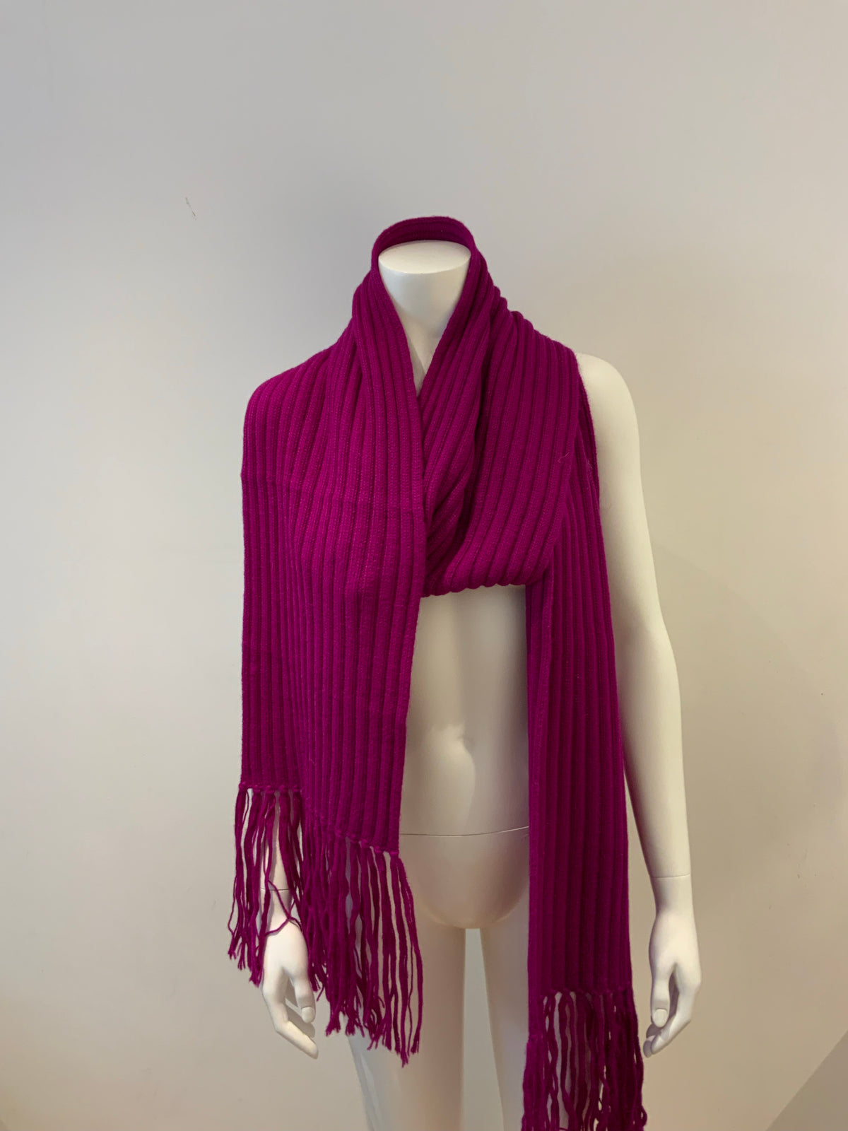 JOSEPH Women’s Long Pure Alpaca Knit Fuchsia Scarf Shawl 240 cm ladies