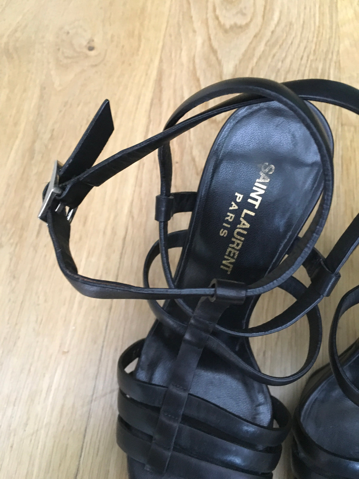 SAINT LAURENT YVES SAINT LAURENT YSL Cage leather platform sandals  Ladies