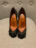 Lanvin D'Orsay round-toe bow satin black pumps shoes Size 38.5 UK 5.5 US 8.5 ladies