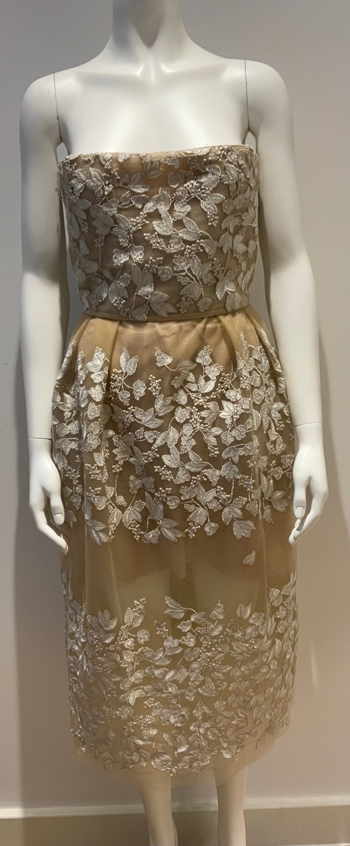 Razan Alazzouni Threads Embellishment Runaway Strapless Dress F 32 US 0 UK 4 ladies