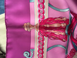 Hermès HERMES Pink Silk Bride De Cour Scarf 90 ladies