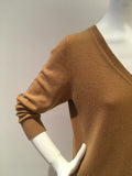 N.Peal Beige Cashmere Knit V neck Jumper Sweater Size M Medium ladies