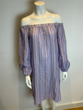 BCBG MAX AZRIA STRIPED OFF THE SHOULDERS DRESS SIZE XS Ladies