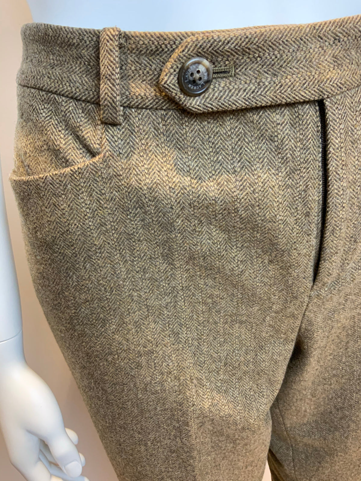 Ralph Lauren Lauren Adelle Brown Wool Pants Trousers Size US 8 UK 12 L LARGE ladies
