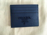 PRADA Saffiano Leather Navy Card Holder ladies