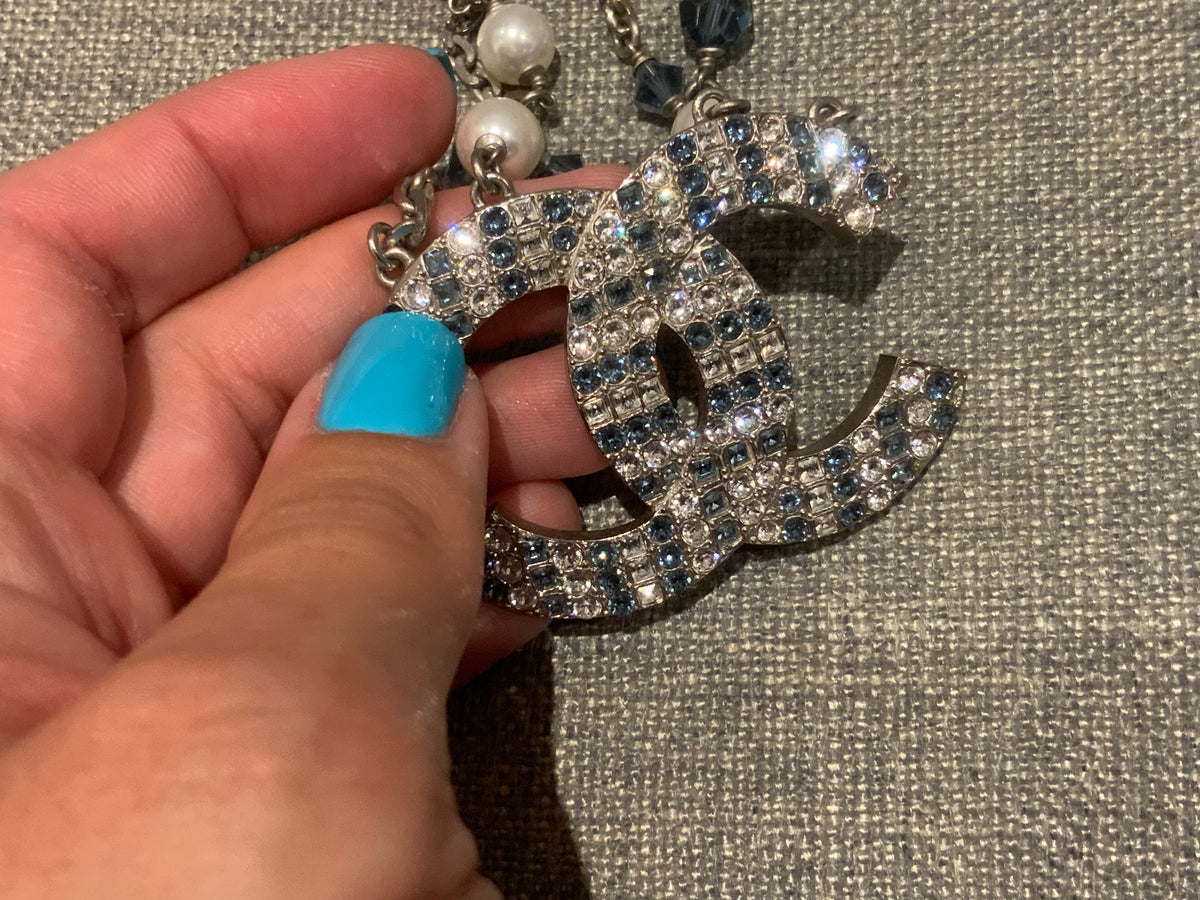 CHANEL 2019 19C CC Multi Strand Chain Pearls Choker Necklace Chain ladies
