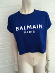 Balmain blue logo cropped T-shirt Size XS ladies