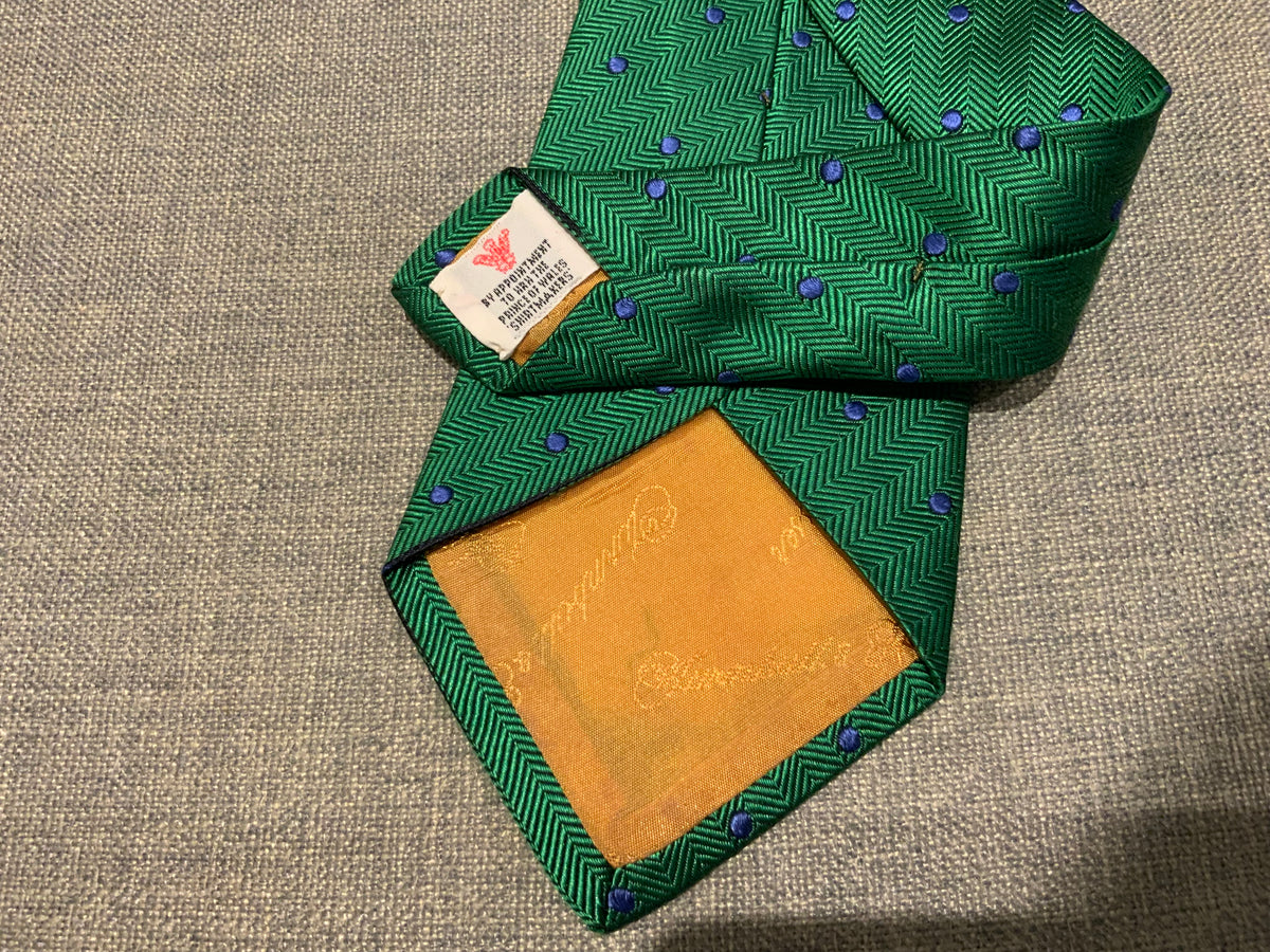 TURNBULL & ASSER HANDMADE Mens Green Dots Tie men