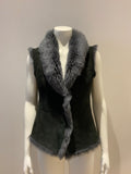 Amazing BRORA sheepskin shearling vest gilet jacket Size S small ladies