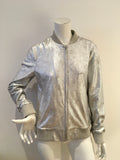 pat pats p c&a silver vintage look faux leather bomber jacket Size M medium ladies