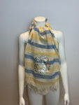 Tsumori Chisato Thin Knit Silver print scarf fringe trim scarf shawl AMAZING ladies