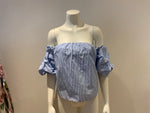 JOHANNA ORTIZ Cotton Striped Off The Shoulder Tulum Top Size S small ladies