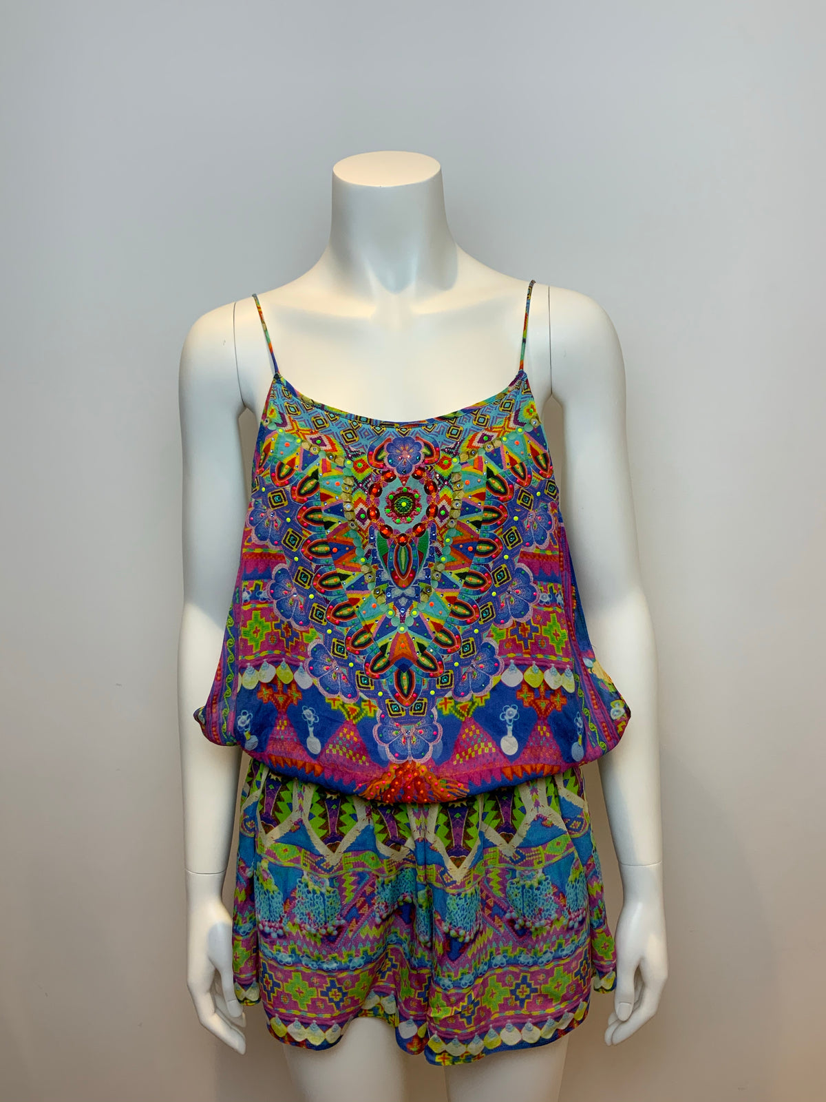 Camilla Women's Franks Spirit Of The Ruh Silk Playsuit Jumpsuit Size 2 M medium ladies