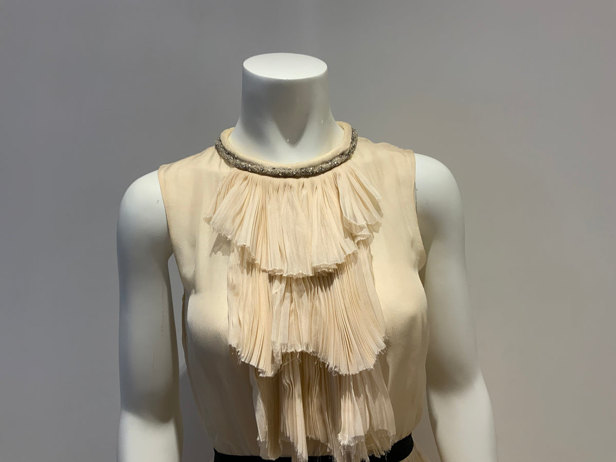 JILL STUART Ivory Pleated Silk Evening Dress Size US 2 UK 4 XS Most Beautiful ladies