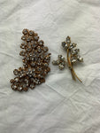 Lot of Two Custom Crystals Brooches Set ladies