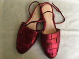 Marco de Vincenzo Red Laminated Nappa Flat Shoes Size 40 US 10 UK 7 LADIES