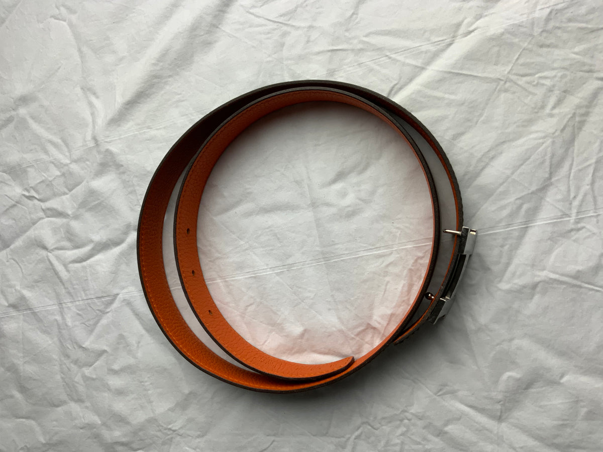 Hermès HERMES Reversible H 32mm Belt Kit Orange Brown Size 80 ladies