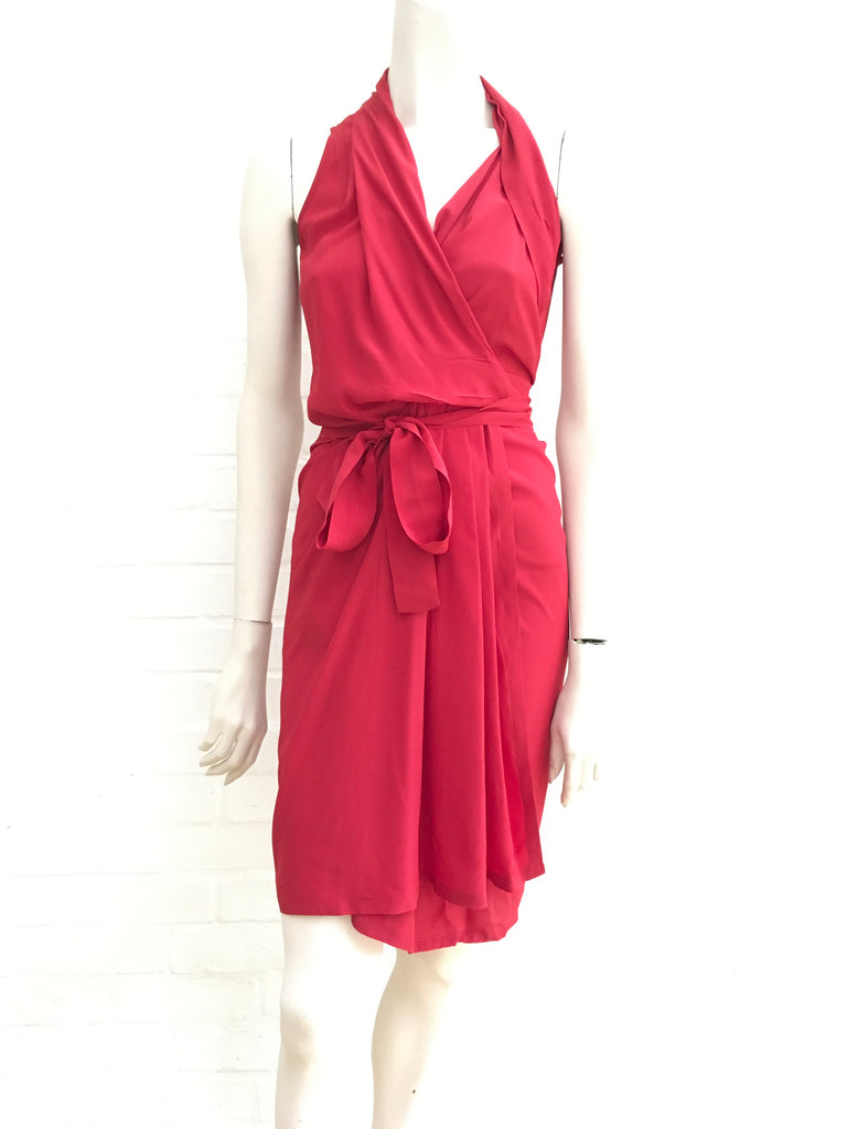 Rick Owens Crepe de chine Red wrap midi dress Size S Small ladies Afashionistastore Rick Owens Crepe de chine Red wrap midi dress Size S Small ladies Afashionistastore