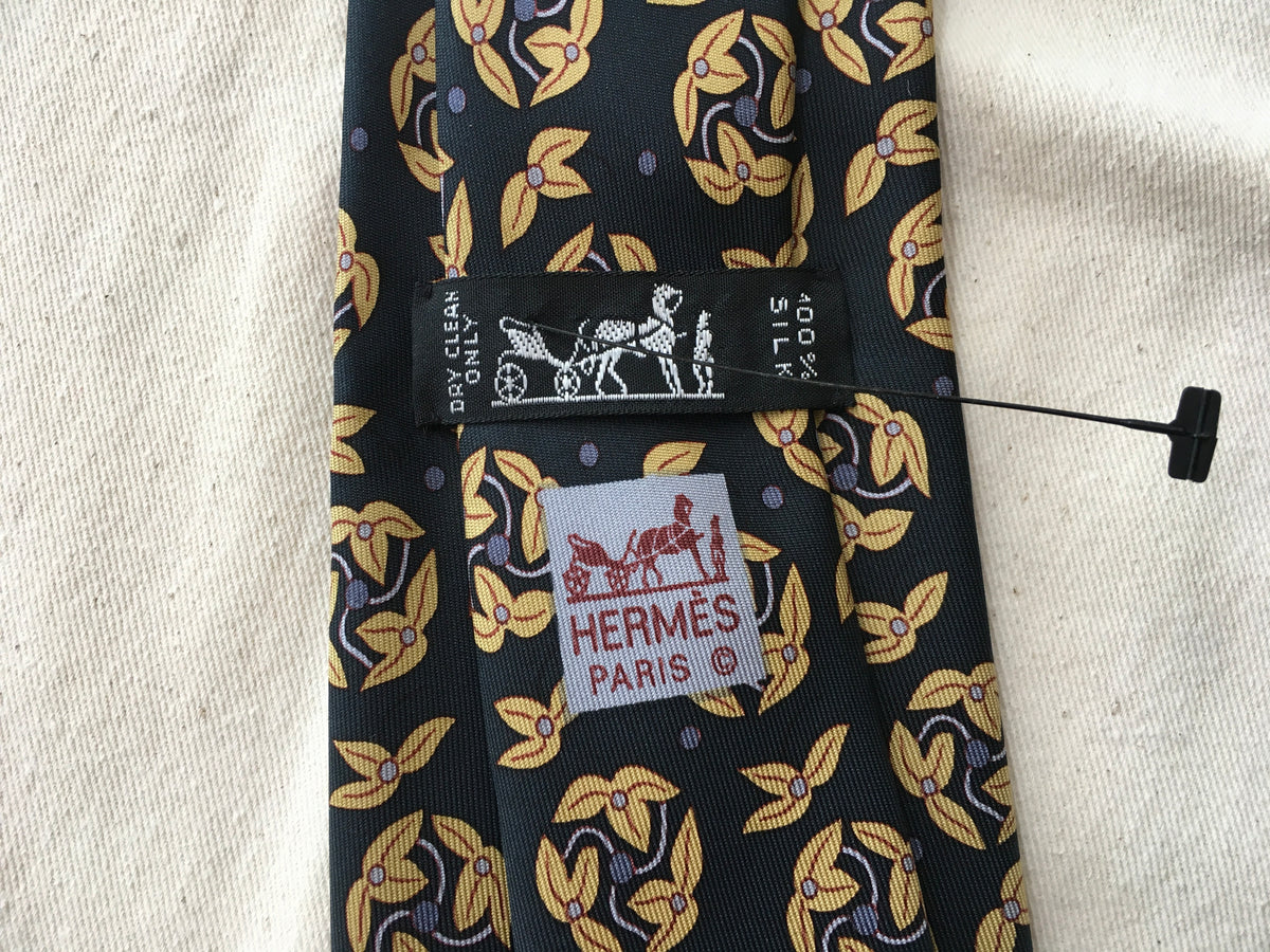Hermès HERMES Paris Silk Floral Print Tie 7281 MA 100% AUTHENTIC Men