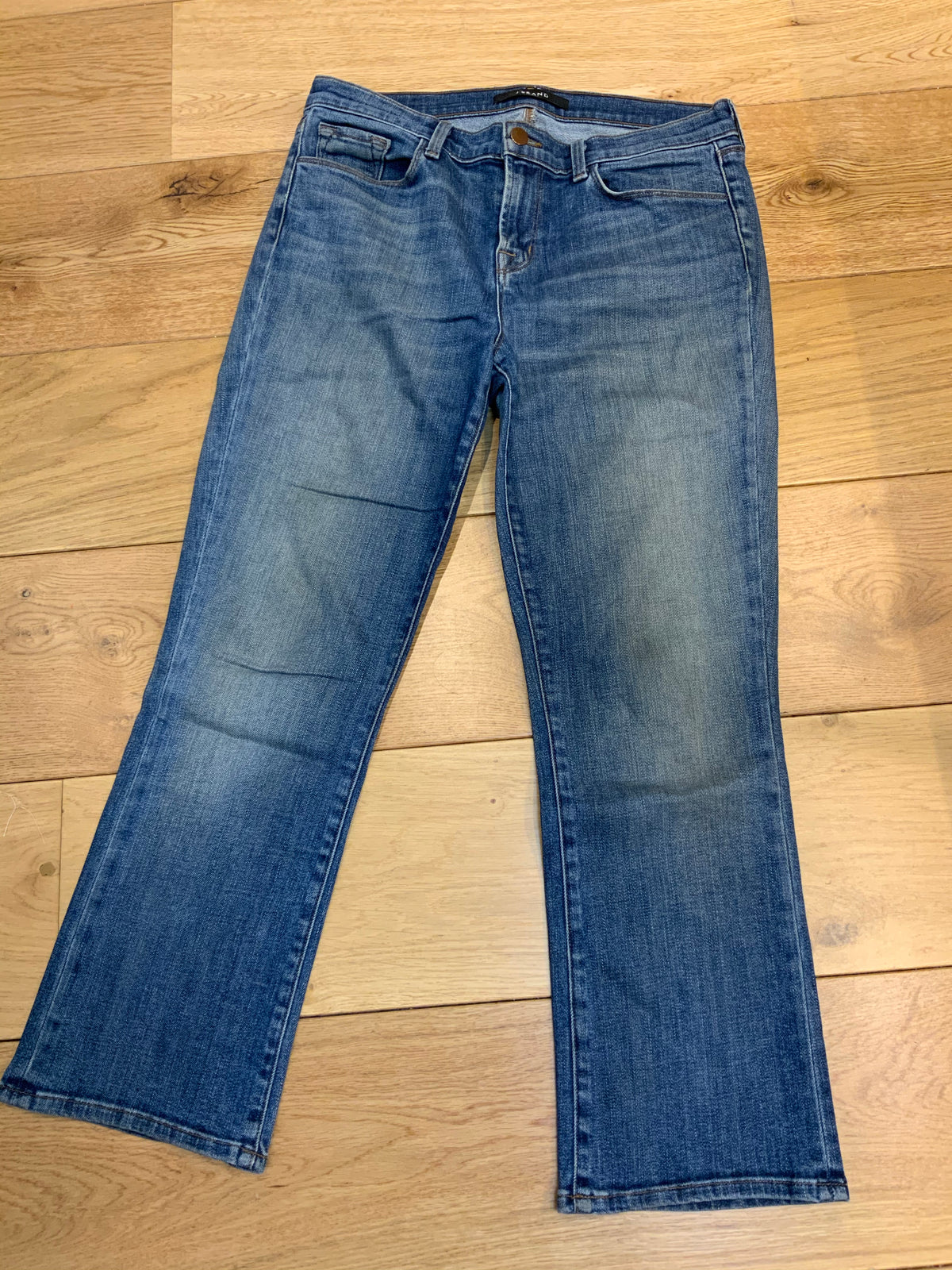 J BRAND Reserved Indigo Mid Rise Stretch Cropped Rail Jeans SIZE 30 ladies
