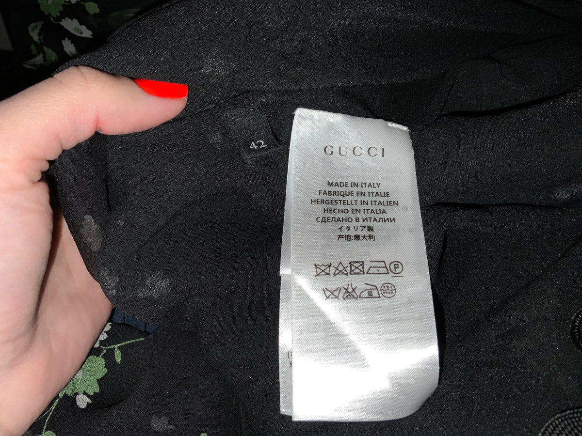 Gucci Daisy-print tiered silk dress As Charlotte Casiraghi Size I 42 UK 10 US 6 ladies