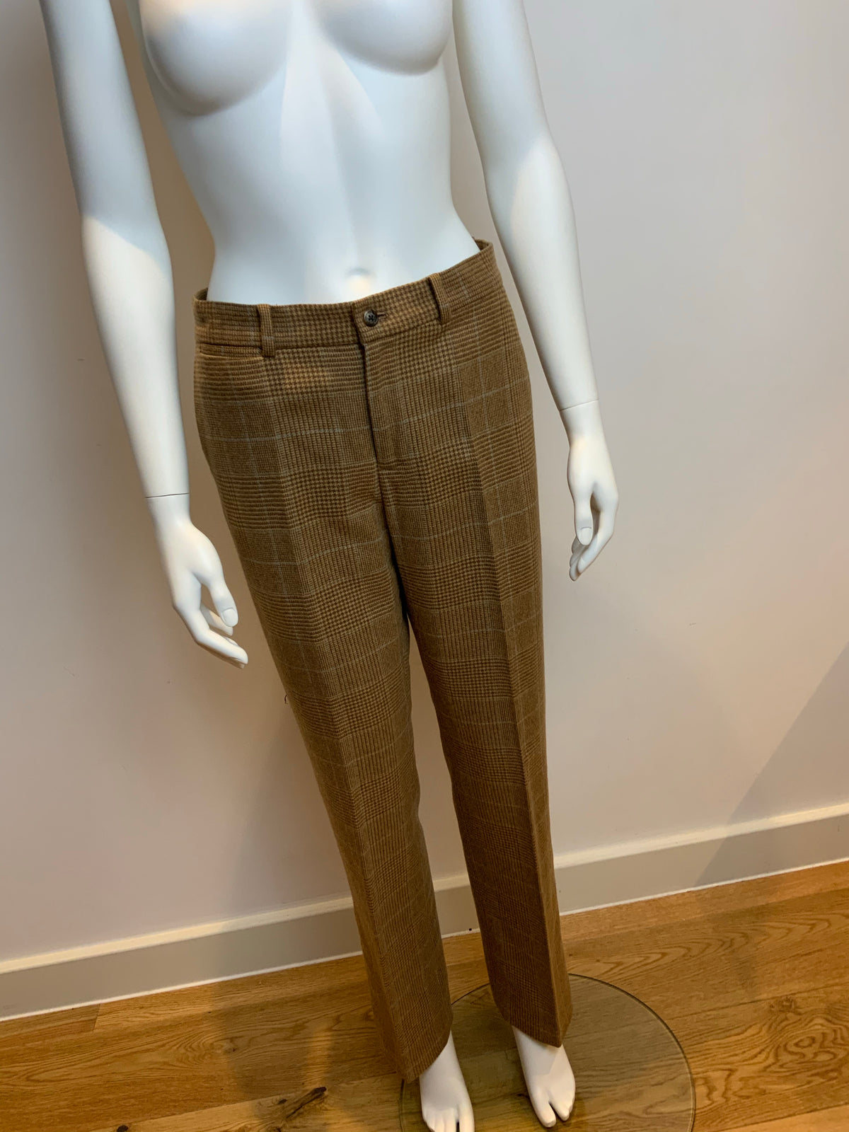 Ralph Lauren Lauren Wool Checked Brown Pants Trousers Size US 8 UK 12 L large ladies