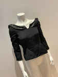 JASMINE DI MILO Black Fitted Leather Trim Top Size S small ladies