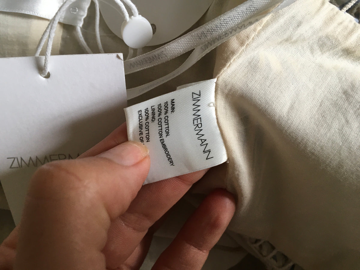 ZIMMERMANN Meridian Stripe Broderie Anglais Sun Dress Size 0 ladies