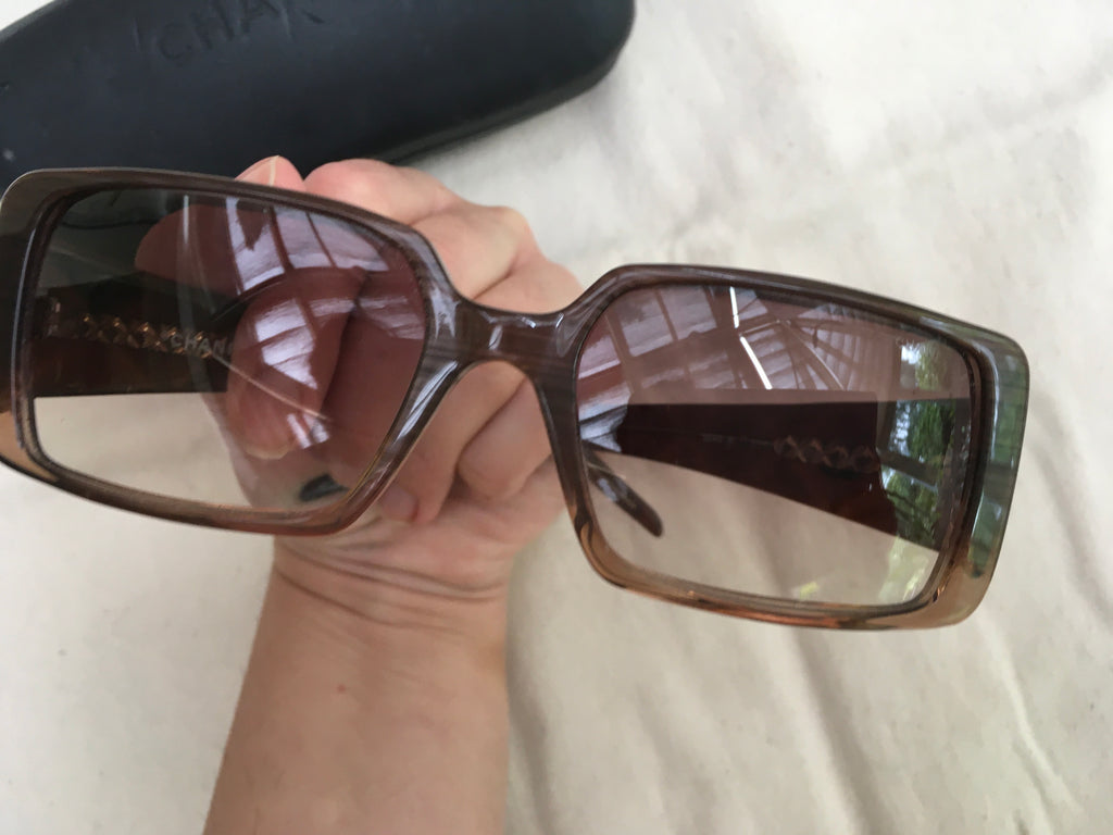 Chanel Brown Frame Quilted CC Logo Sunglasses- 5045 - Yoogi's Closet