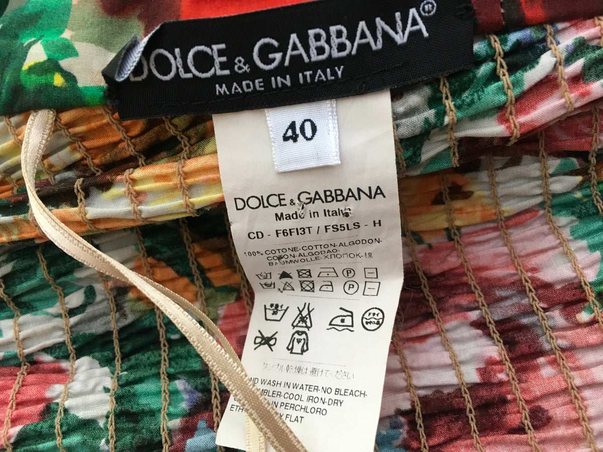 Dolce & Gabbana Floral-print cotton strapless mini dress Size I 40 Ladies