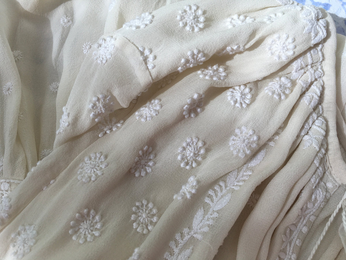 Talitha 'Fiona' off-white embroidered silk-crepe maxi dress Size M medium ladies