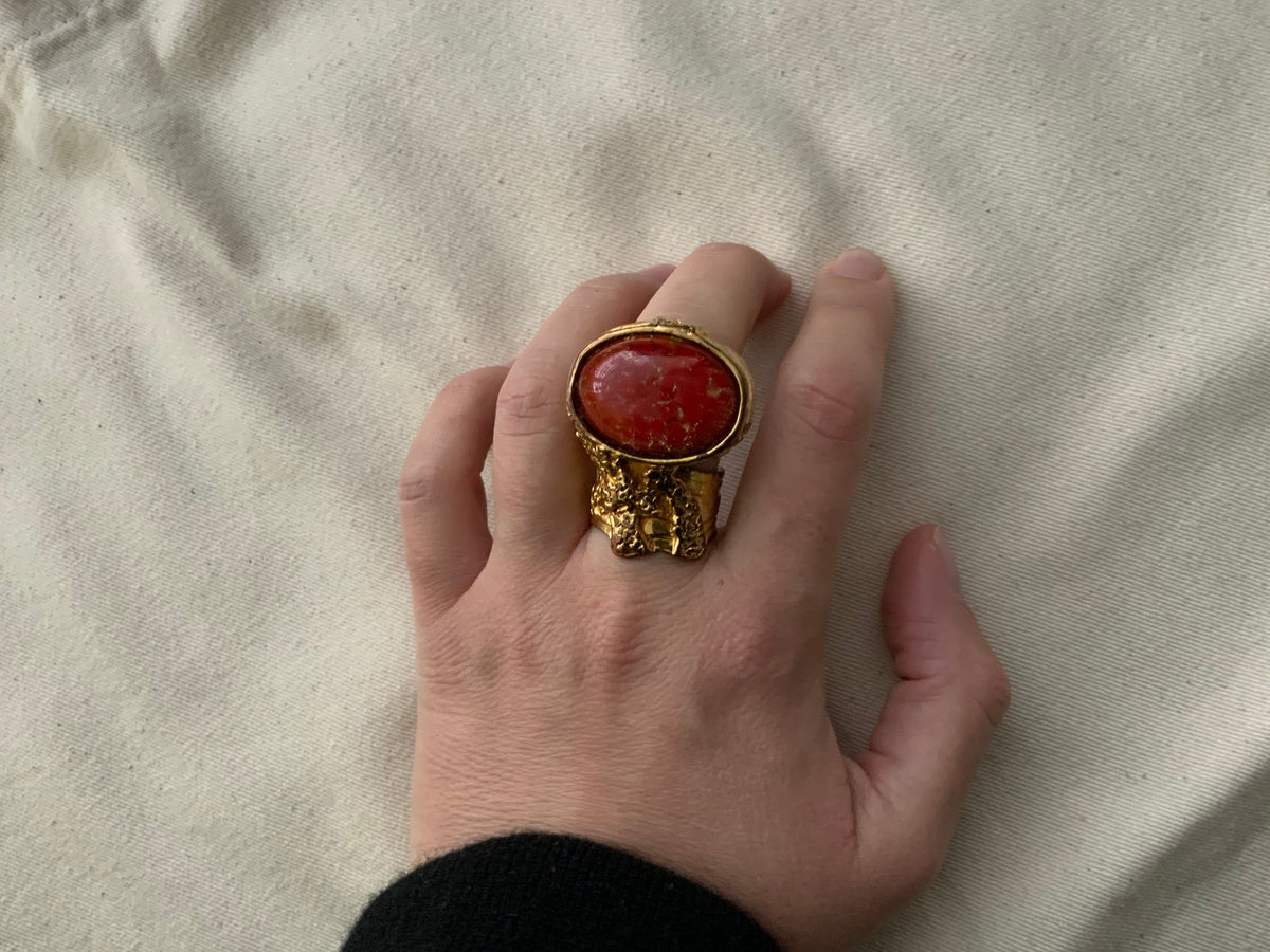 Yves Saint Laurent YSL Arty gold-plated glass ring size 6 ladies