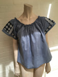 Ulla Johnson Milo Denim Top Tunic Embroidered in India US 4 UK 8 ladies