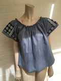 Ulla Johnson Milo Denim Top Tunic Embroidered in India US 4 UK 8 ladies