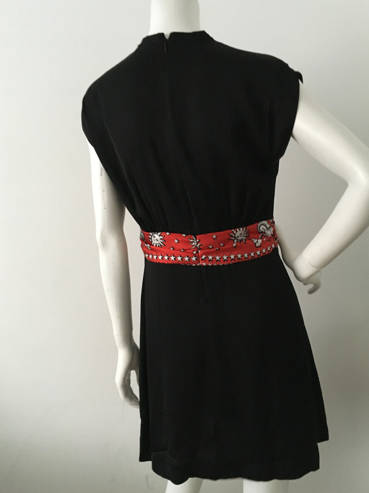 SANDRO Paris 2020 Black Contrast waist-tie satin dress Size M Medium ladies