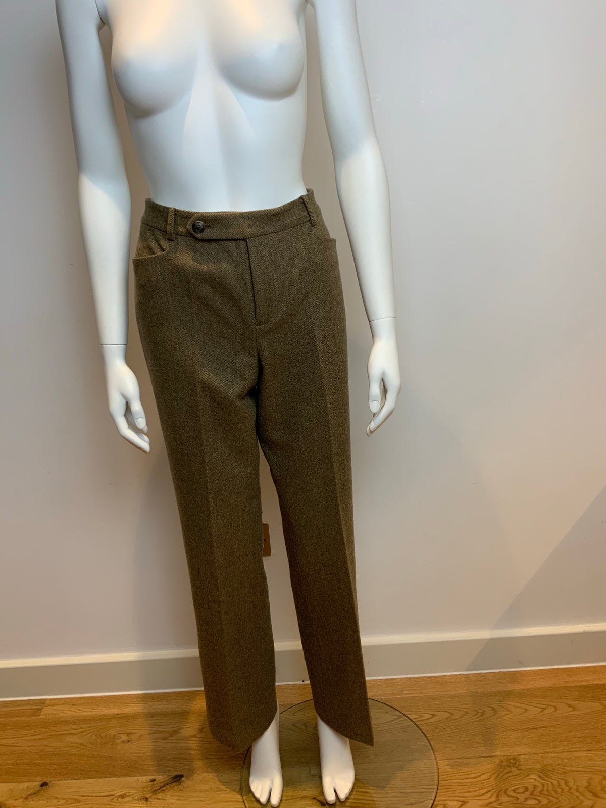 Ralph Lauren Lauren Adelle Brown Wool Pants Trousers Size US 8 UK 12 L LARGE ladies
