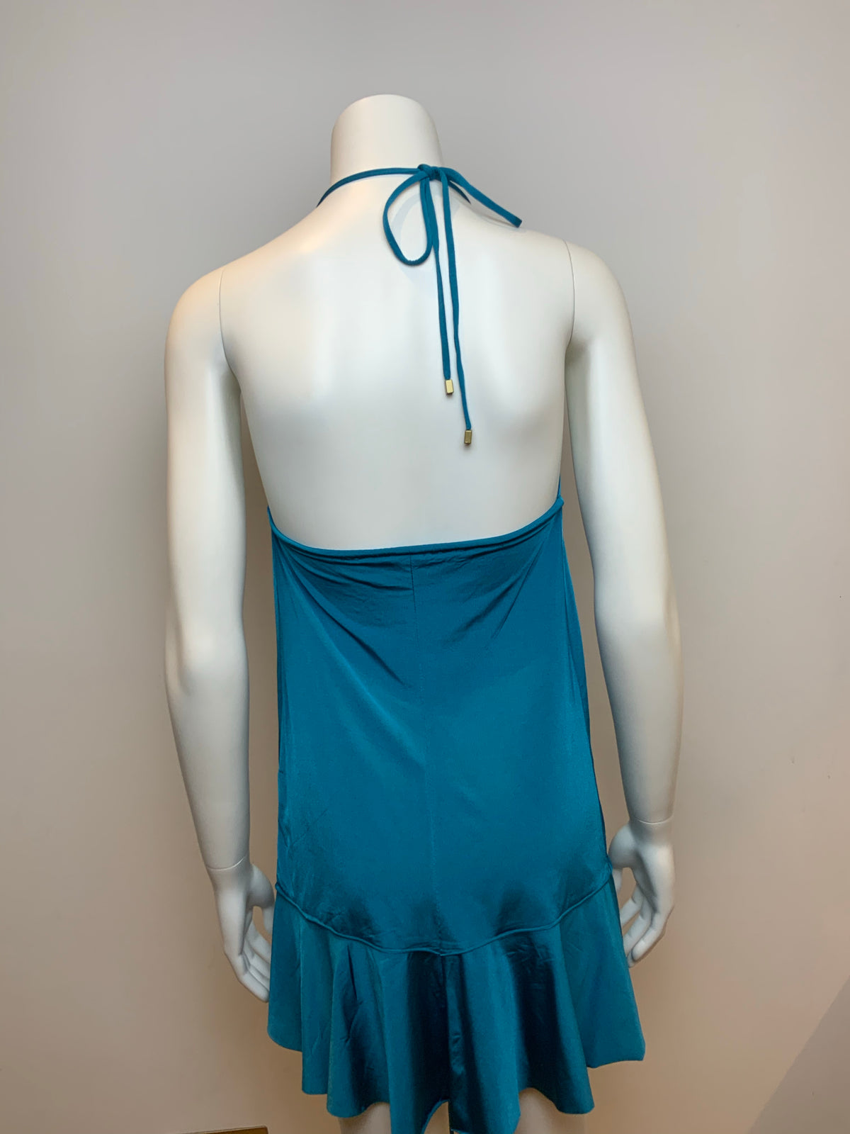 Turquoise Summer Beach Ruffles Hem Dress Cover Up Size S Small / M medium ladies