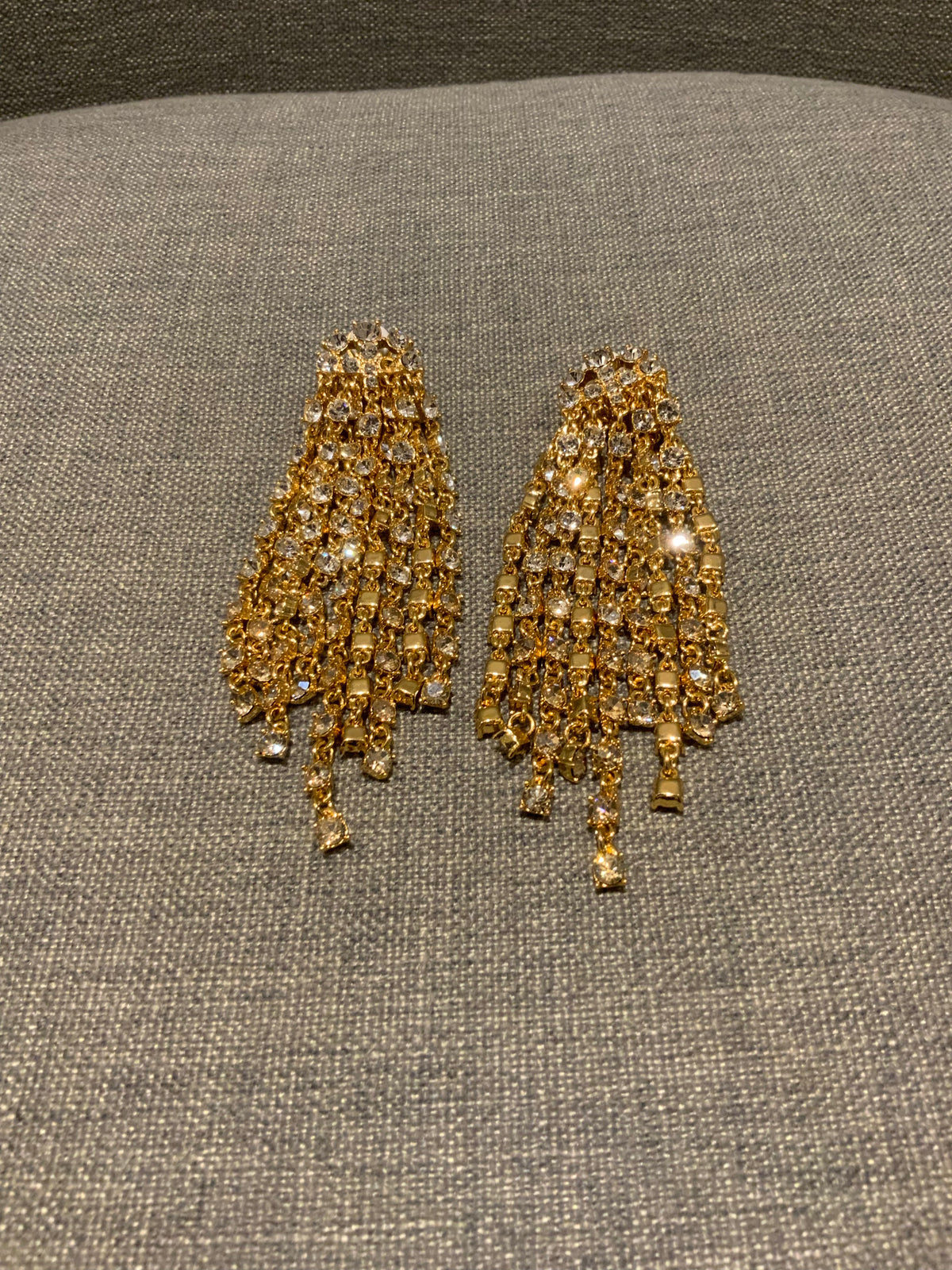 Oscar de la Renta Crystal Cascade Waterfall Clip-On Earrings ladies