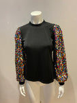 CBR LONDON WOMENS COTTON SEQUIN SLEEVES SWEATER JUMPER SIZE L LARGE ladies