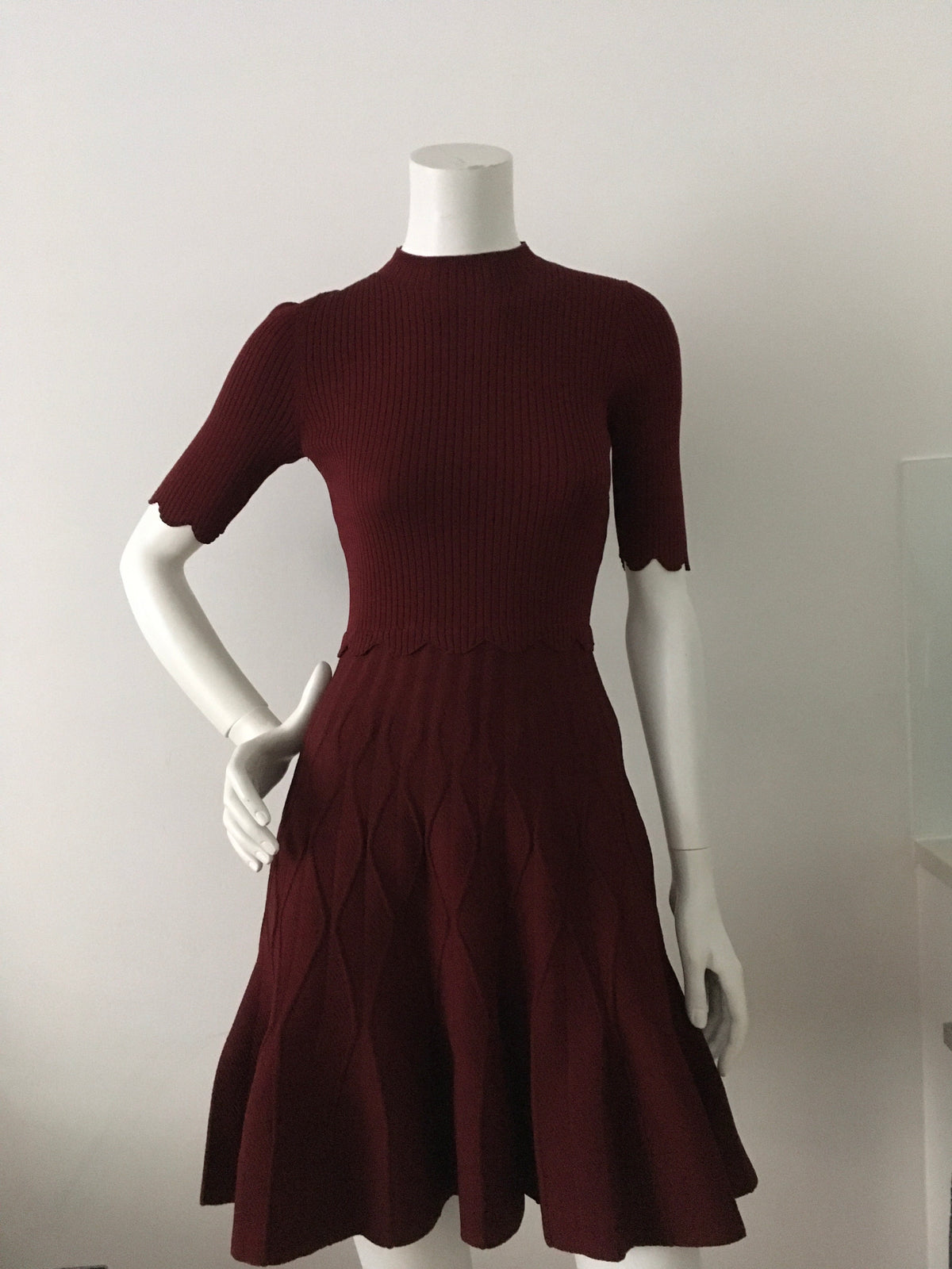 SANDRO Ange Knit Dress Bordeaux Wine Dress 2019 Collection size S small ladies