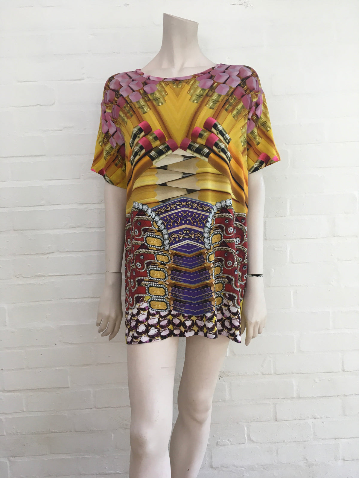 MARY KATRANTZOU Runaway Pencils Printed Short Sleeve T-shirt Size M medium ladies